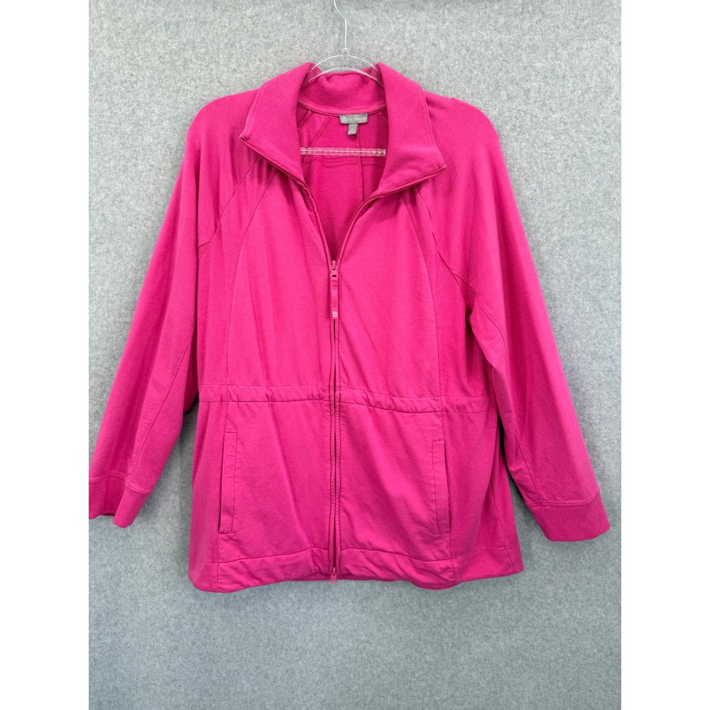T by Talbots Jacket Women XL Pink Full Zip Drawstring Activewear Athleisure‎